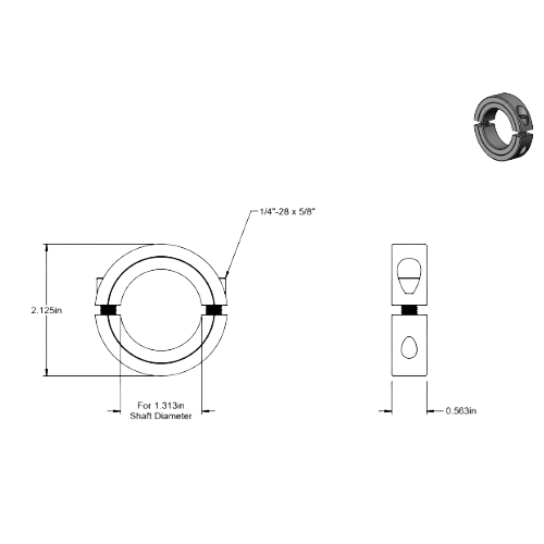 Second image of Double Split Shaft Collar, for 1 ½ inch diameter