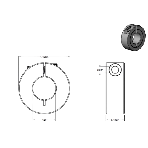 Second image of Double Split Shaft Collar, for ½ inch diameter