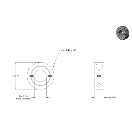 Second image of Double Split Shaft Collar, for ½ inch diameter