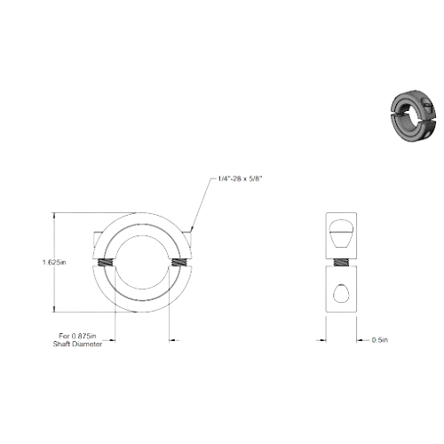 Second image of Double Split Shaft Collar, for ⅞ inch diameter